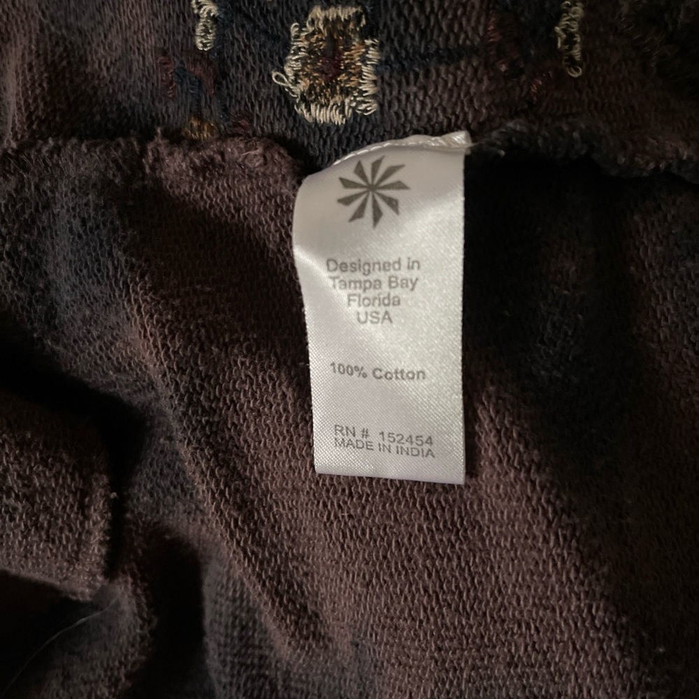 Caite Embroidered Hooded Cardigan Jacket Boho Floral Open Front Duster Cozy XL - Picture 11 of 12
